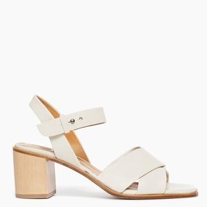 Coclico Bay Heel in Griege Leather with Black Heel, size 7.